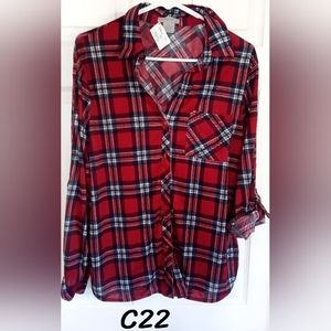 PASSPORT Plus Plaid Shirt NWT Sz 1x, full or 3/4 sleeve lightweight